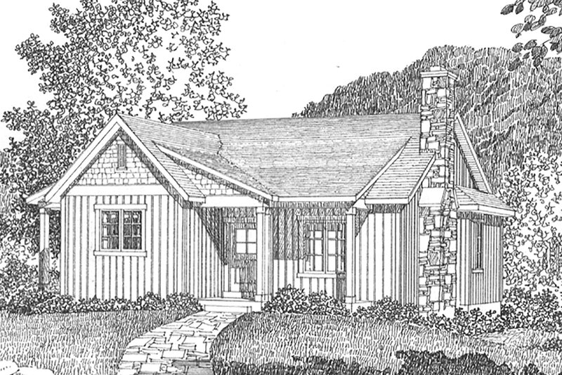 House Plan Design - Exterior - Front Elevation 4 for Cottage House Plan #22-574 - 2 bed, 2 bath