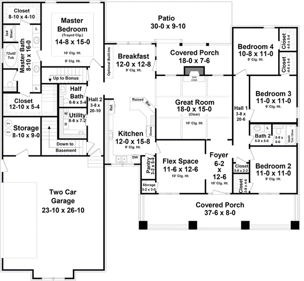 Dream House Plan - Floor Plan - Main Floor for Ranch House Plan #21-667 - 4 bed, 2.5 bath