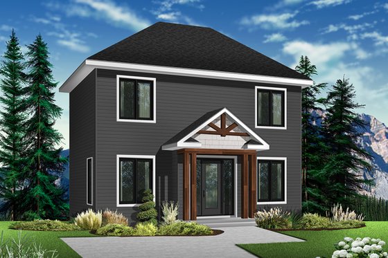 Exterior - Front Elevation 3 for European House Plan #23-610 - 2 bed, 1.5 bath