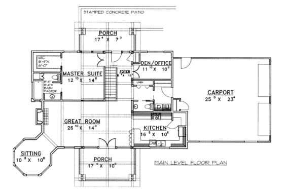 Floor Plan - Main Floor 1 for Traditional House Plan #117-182 - 2 bed, 3 bath