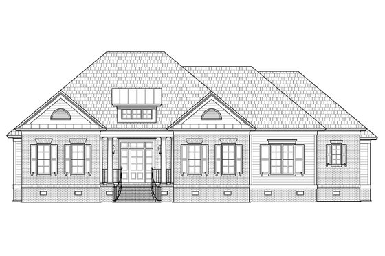 Exterior - Front Elevation 3 for Ranch House Plan #1054-25 - 3 bed, 2.5 bath
