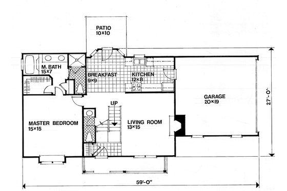 Floor Plan - Main Floor for Farmhouse House Plan #30-355 - 3 bed, 2 bath