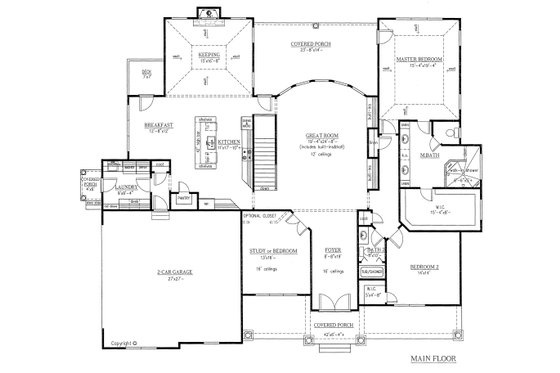 Floor Plan - Main Floor for European House Plan #437-62 - 3 bed, 2 bath