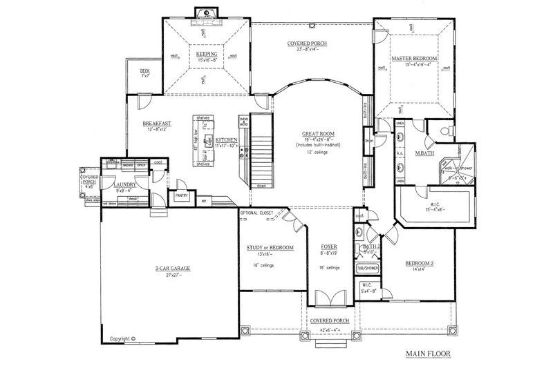 Home Plan - Floor Plan - Main Floor for European House Plan #437-62 - 3 bed, 2 bath