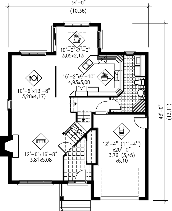 House Blueprint - Traditional Floor Plan - Main Floor Plan #25-2010