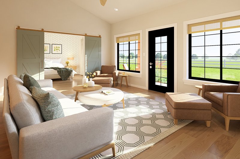 House Blueprint - Interior - Family Room 1 for Farmhouse House Plan #126-313 - 2 bed, 2 bath