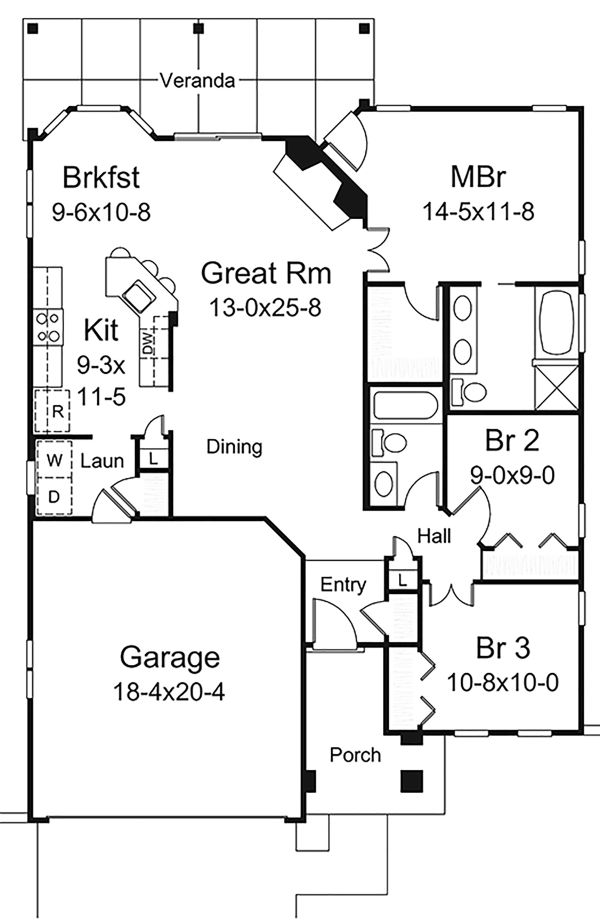 Architectural House Design - Ranch Floor Plan - Main Floor Plan #57-642