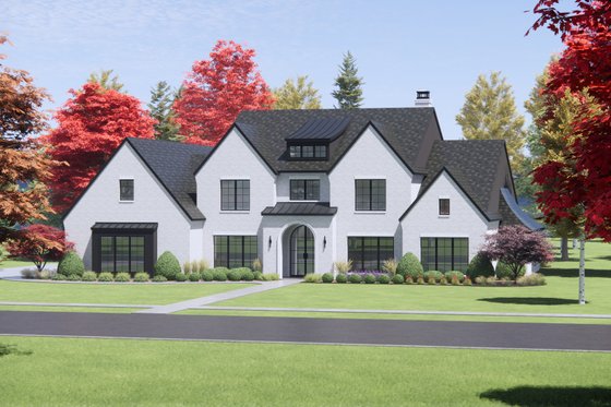 Exterior - Front Elevation 4 for European House Plan #1096-1 - 4 bed, 4.5 bath