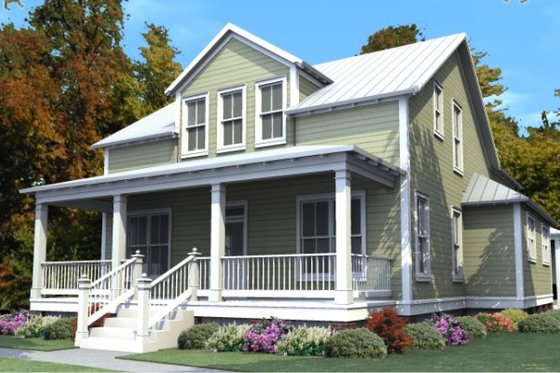 Exterior - Front Elevation for Traditional House Plan #63-374 - 4 bed, 3 bath