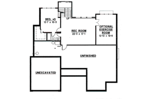 Floor Plan - Lower Floor for Ranch House Plan #67-778 - 3 bed, 3 bath