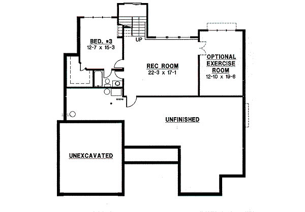 Ranch Floor Plan - Lower Floor Plan #67-778