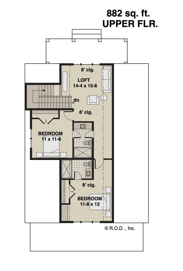 Farmhouse Floor Plan - Upper Floor Plan #51-1265