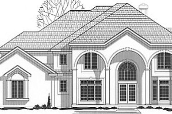 Exterior - Front Elevation for European House Plan #67-625 - 4 bed, 3.5 bath