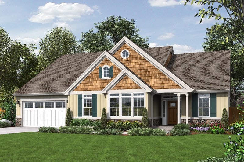Home Plan - Front View - 2000 square foot Craftsman home
