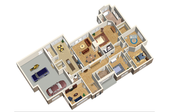 Floor Plan - Main Floor 1 for European House Plan #25-4446 - 4 bed, 2 bath