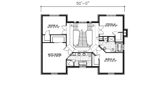 Floor Plan - Upper Floor for European House Plan #138-241 - 4 bed, 2.5 bath