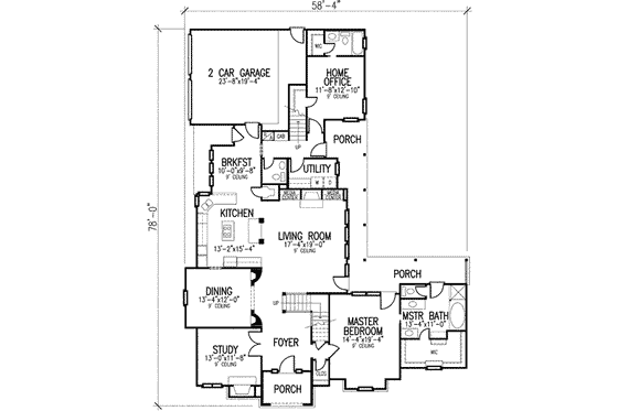 Floor Plan - Main Floor for European House Plan #410-403 - 4 bed, 4.5 bath