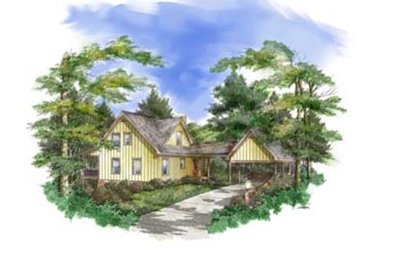 Exterior - Front Elevation for Country House Plan #71-142 - 3 bed, 2 bath