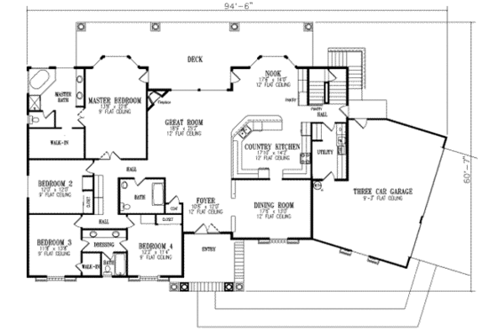 Floor Plan - Main Floor for Adobe / Southwestern House Plan #1-708 - 5 bed, 4 bath