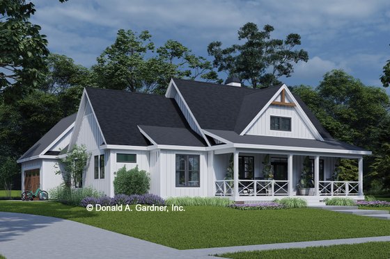 Exterior - Front Elevation 3 for Farmhouse House Plan #929-1181 - 3 bed, 2 bath