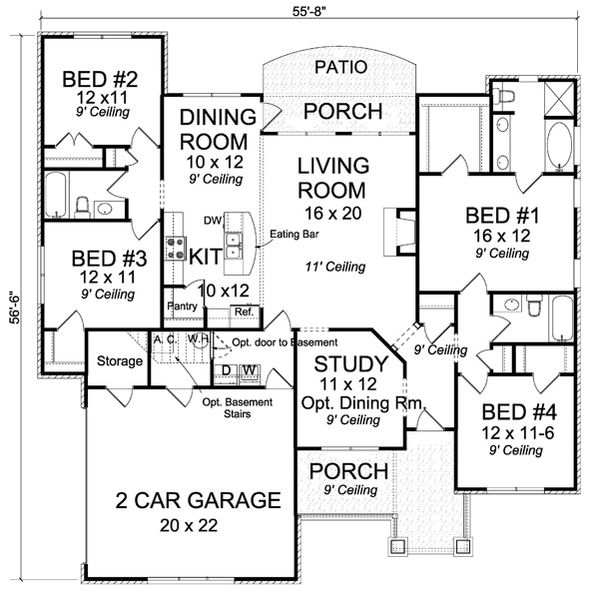 Dream House Plan - Traditional Floor Plan - Main Floor Plan #513-2062