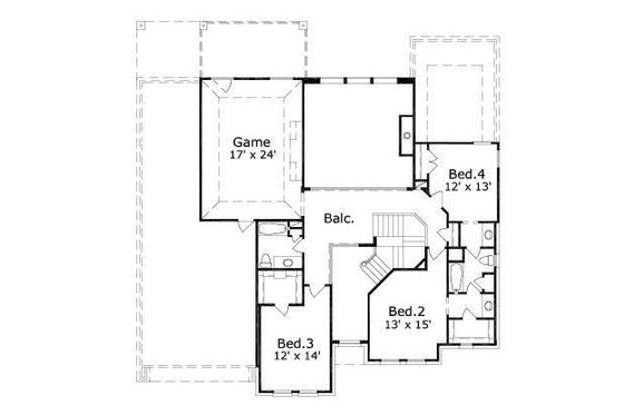 Floor Plan - Upper Floor for European House Plan #411-533 - 4 bed, 3.5 bath
