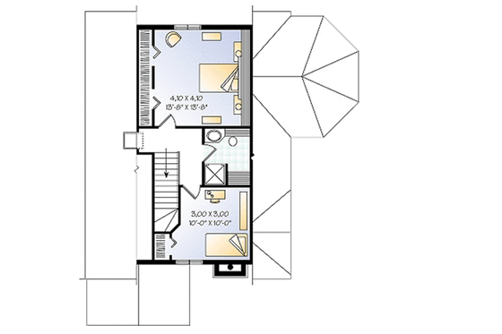 Floor Plan - Upper Floor for Cottage House Plan #23-614 - 3 bed, 2 bath