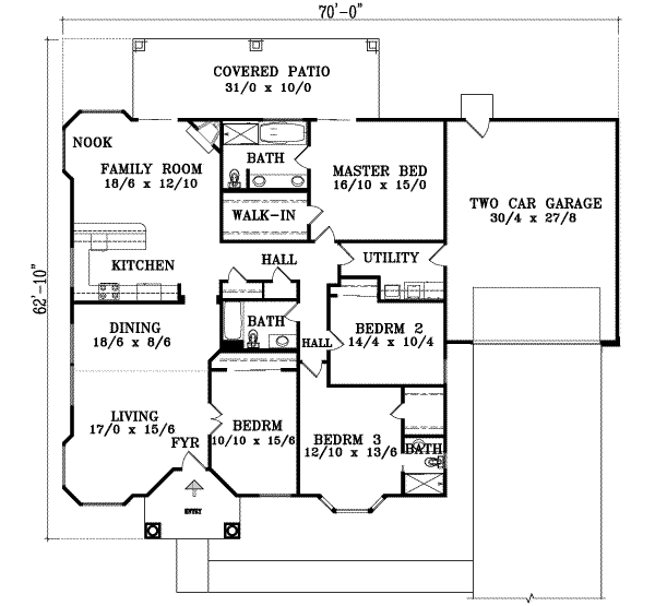 Adobe / Southwestern Floor Plan - Main Floor Plan #1-1449