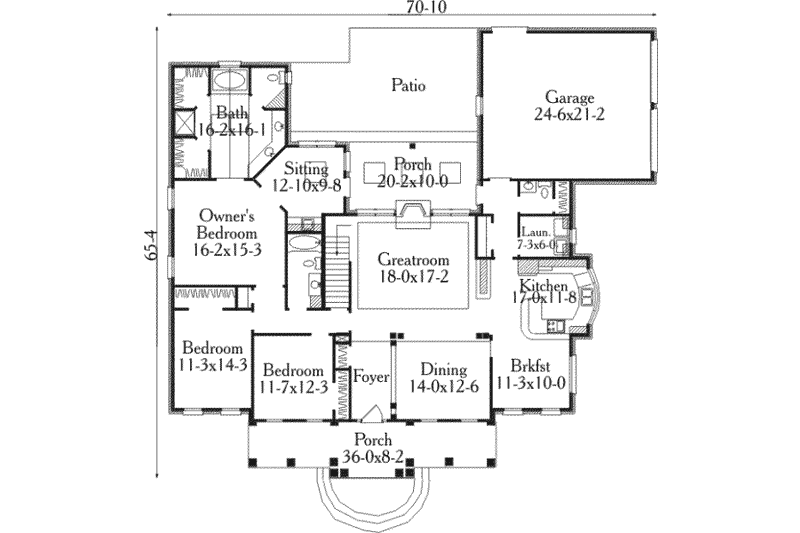 Home Plan - Floor Plan - Main Floor for European House Plan #406-188 - 3 bed, 2.5 bath