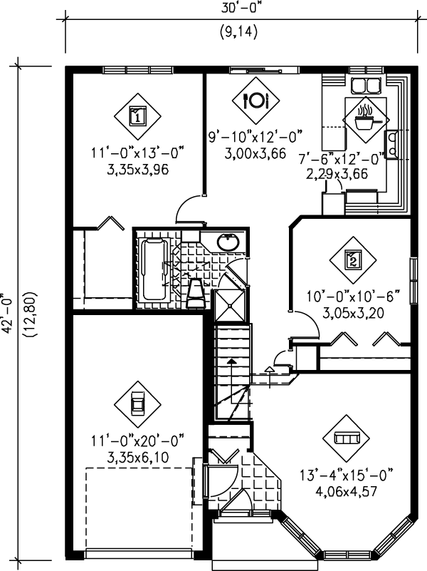 Dream House Plan - Cottage Floor Plan - Main Floor Plan #25-135