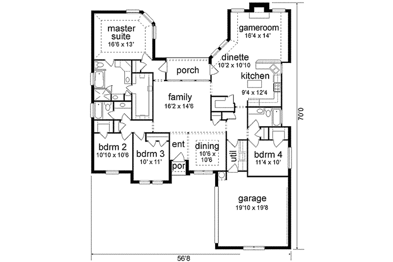 Home Plan - Floor Plan - Main Floor for Traditional House Plan #84-194 - 4 bed, 3 bath