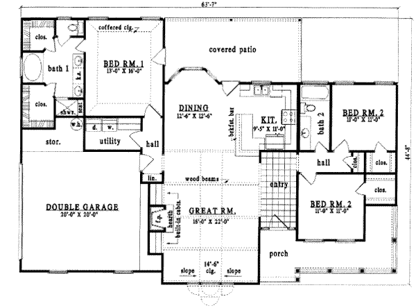 Ranch Floor Plan - Main Floor Plan #42-293