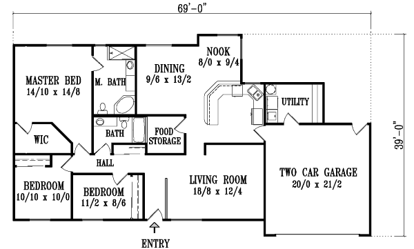 Ranch Floor Plan - Main Floor Plan #1-1341