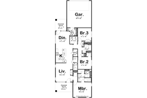 Floor Plan - Main Floor for Farmhouse House Plan #455-403 - 3 bed, 2 bath
