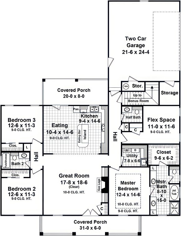 House Blueprint - Ranch Floor Plan - Main Floor Plan #21-617