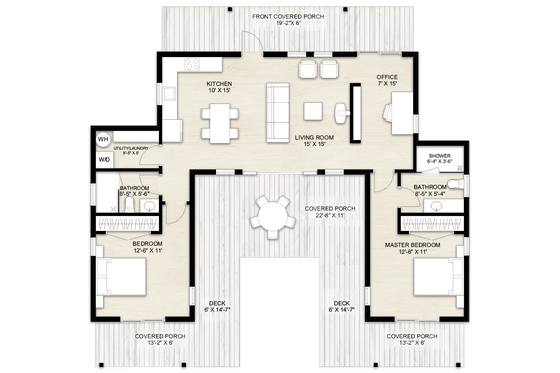 Floor Plan - Main Floor for Modern House Plan #924-17 - 2 bed, 2 bath