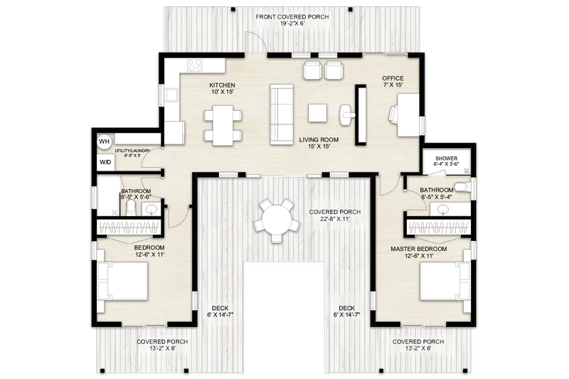 Architectural House Design - Floor Plan - Main Floor for Modern House Plan #924-17 - 2 bed, 2 bath