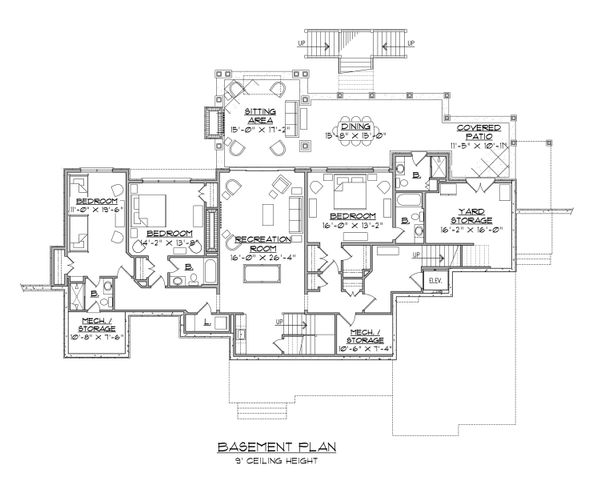 Architectural House Design - Traditional Floor Plan - Lower Floor Plan #1054-21