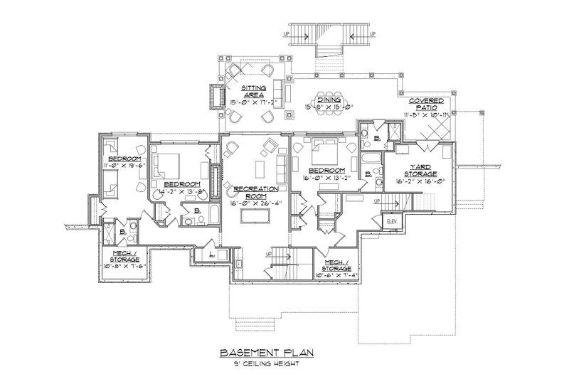 Dream House Plan - Floor Plan - Lower Floor for Traditional House Plan #1054-21 - 4 bed, 5.5 bath