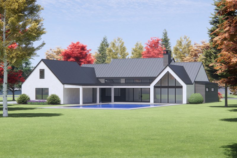 House Design - Exterior - Rear Elevation for Modern House Plan #1096-36 - 4 bed, 4.5 bath