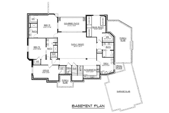 Floor Plan - Lower Floor for Craftsman House Plan #1064-315 - 2 bed, 2.5 bath