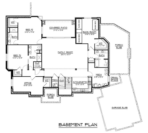 Craftsman Floor Plan - Lower Floor Plan #1064-315