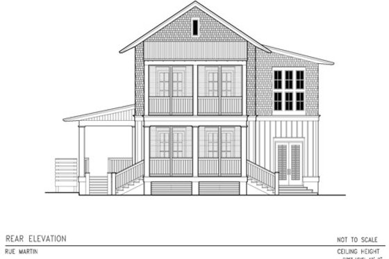 Exterior - Rear Elevation for Beach House Plan #443-2 - 4 bed, 4.5 bath