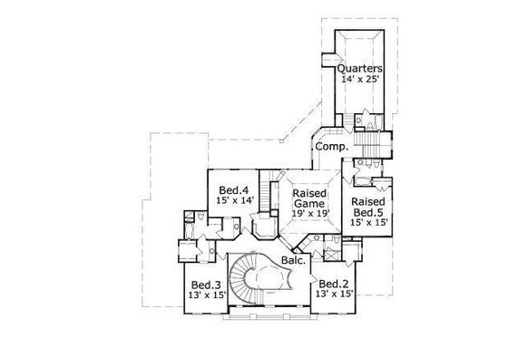Floor Plan - Upper Floor for European House Plan #411-536 - 5 bed, 6.5 bath