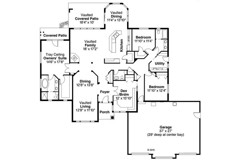 Dream House Plan - Floor Plan - Main Floor for Ranch House Plan #124-858 - 3 bed, 2.5 bath