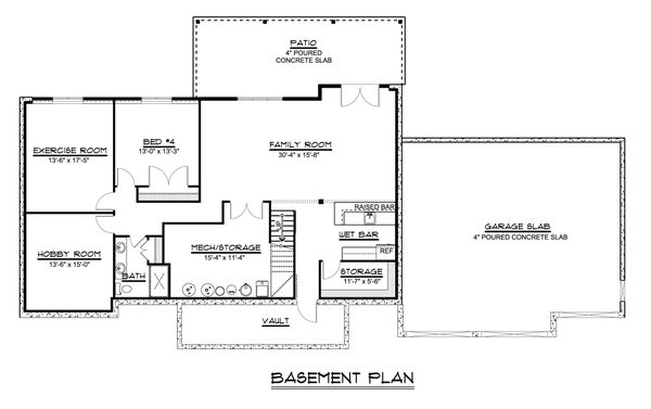 Craftsman Floor Plan - Lower Floor Plan #1064-59