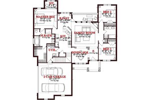 Floor Plan - Main Floor for Traditional House Plan #63-352 - 3 bed, 3 bath