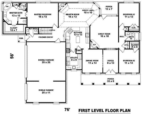 Southern Floor Plan - Main Floor Plan #81-1180