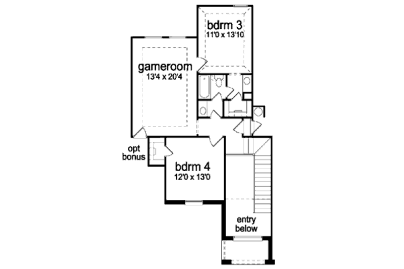 Home Plan - Floor Plan - Upper Floor for European House Plan #84-402 - 4 bed, 3 bath