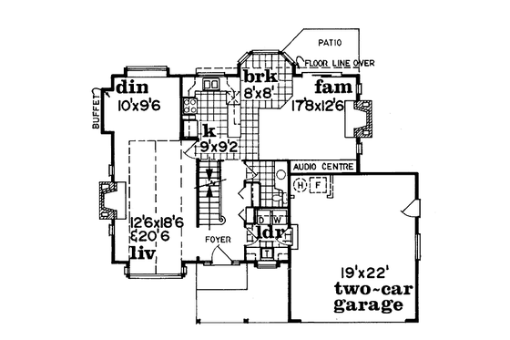 Floor Plan - Main Floor for Traditional House Plan #47-209 - 3 bed, 2.5 bath